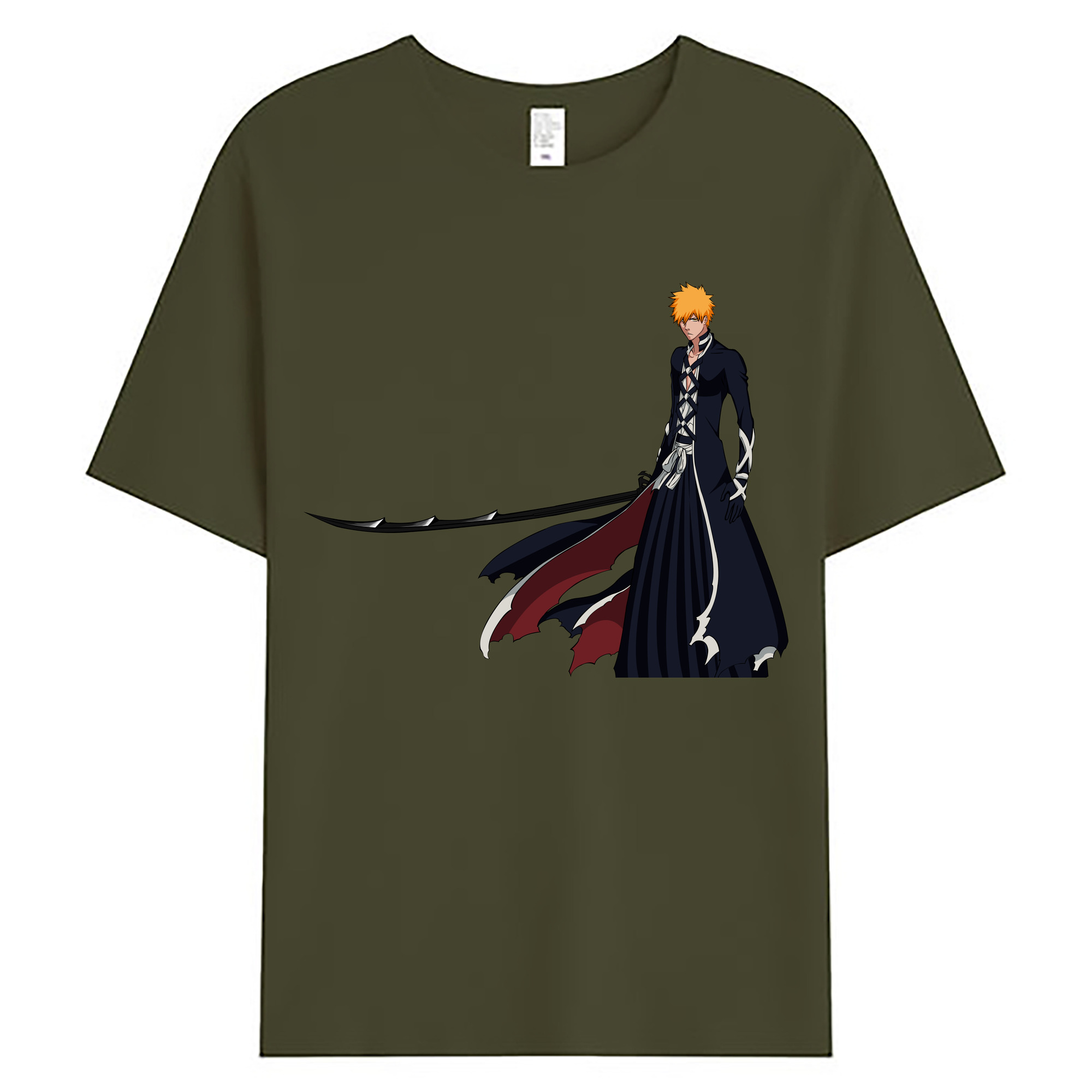 （画像用） ブリーチ 黒崎一護（くろさき いちご）BLEACH Kurosaki Ichigo 綿100％ メンズ半袖Tシャツ｜肌触りやわらか＆通気性